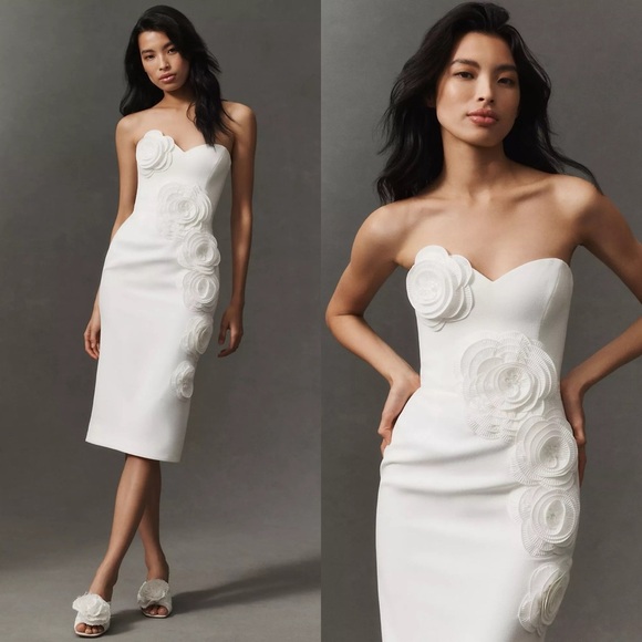 HELSI Kaia Floral Strapless White Dress M - Picture 1 of 12